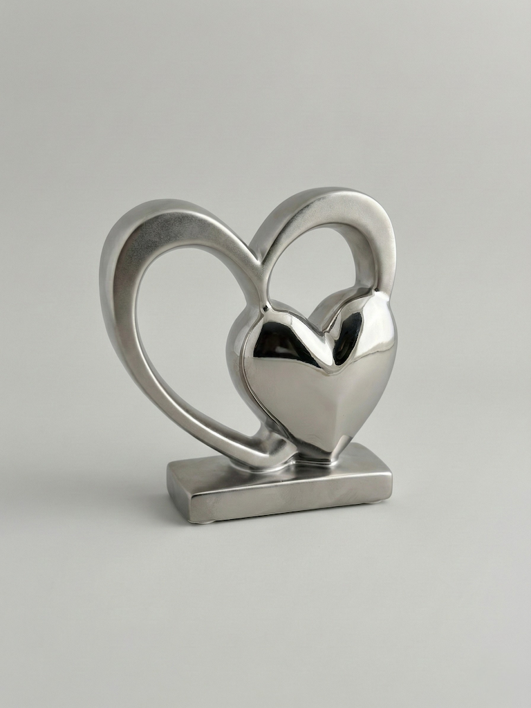 zilverkleurige urn - Urn Verbonden Harten - rememberme webshop - troostgeschenk